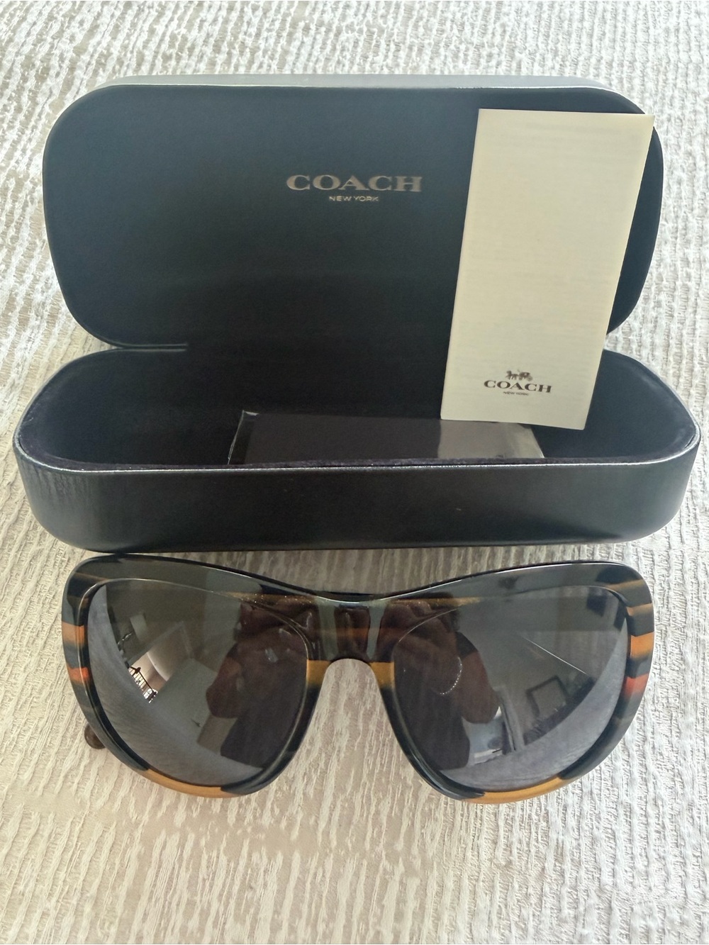 Coach Oversized Tortoise Shell Sunglasses with Dark Lenses